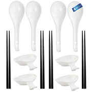 Ramen Zubehör Set für 4 Personen mit Löffeln, Dipschalen & Essstäbchen Weiß URBAN LIFESTYLE